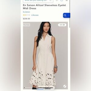 Anthropologie En Saison Alitzel Sleeveless eyelet Midi  Dress